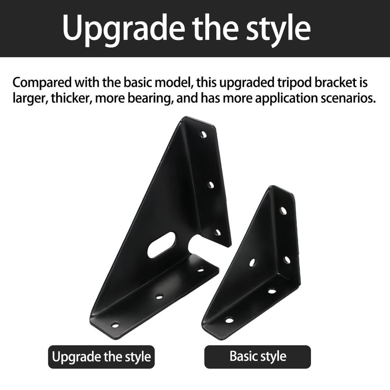 Armiika 4 Pcs Heavy Duty Gusset Joints, Trapezi Corner Code, Bracket Corner Brace Bracket Fasteners, Furniture Shelf Support Joint Fasteners for Table, Chair Cabinet Bed Stabilization (Black) - Image 4